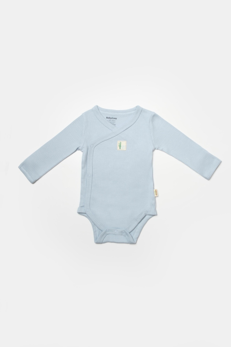 Set 4 piese:body, pantaloni, baveta si caciulita Bamboo, bleu, BabyCosy, 50% bumbac+50%bambus [3]