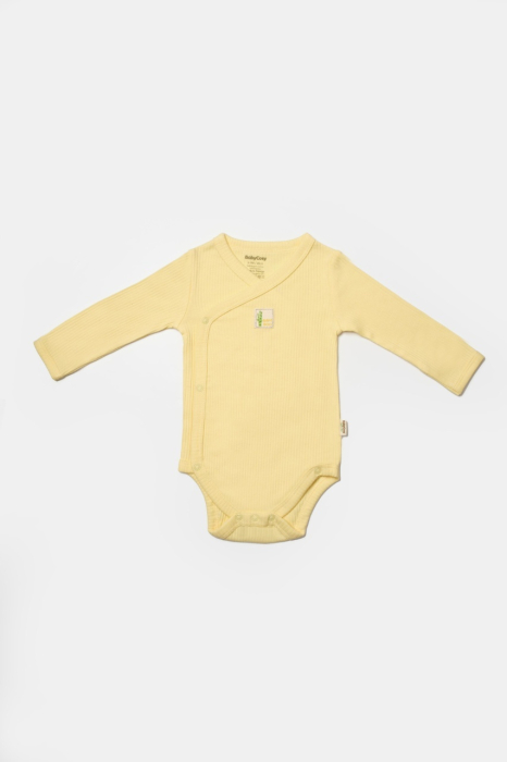 Set 4 piese:body, pantaloni, baveta si caciulita Bamboo, galben, BabyCosy, 50% bumbac+50%bambus [2]