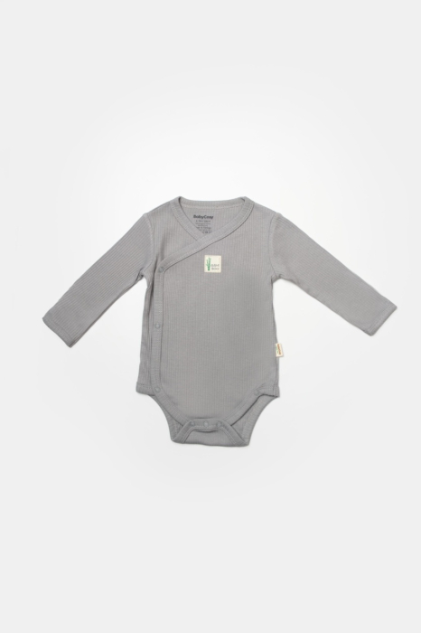 Set 4 piese:body, pantaloni, baveta si caciulita Bamboo, gri, BabyCosy, 50% bumbac+50%bambus [3]