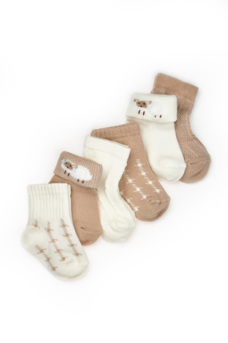 Set 6 perechi ciorapi nou-născut, bej, BabyCosy [3]