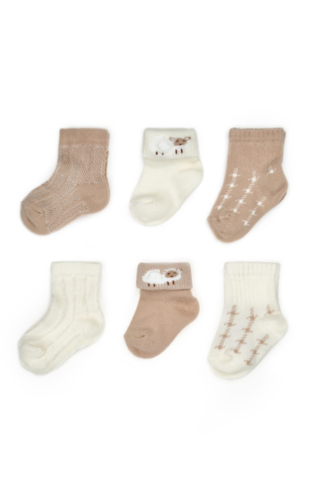 Set 6 perechi ciorapi nou-născut, bej, BabyCosy [4]