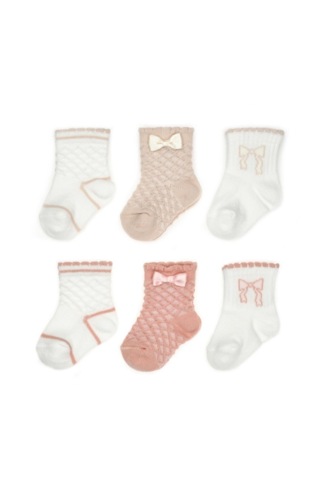 Set 6 perechi ciorapi nou-născut, powder, BabyCosy [2]