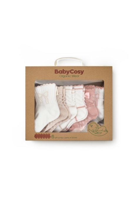 Set 6 perechi ciorapi nou-născut, powder, BabyCosy [3]