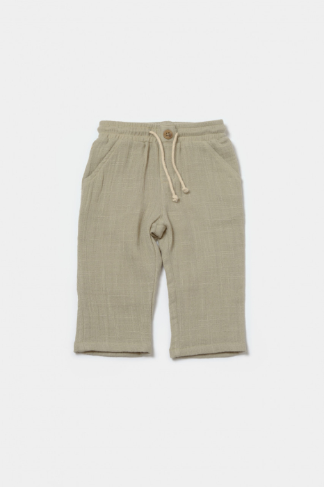Set bluza cu gluga si pantaloni, Winter muselin, 100% bumbac - Verde, BabyCosy [5]