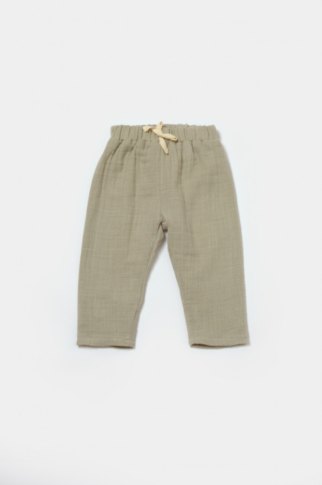 Set bluza cu nasturi si pantaloni , Winter muselin, 100% bumbac - Verde, BabyCosy [6]