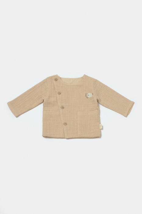 Set bluza cu nasturi si pantaloni , Winter muselin- Apricot, BabyCosy [4]