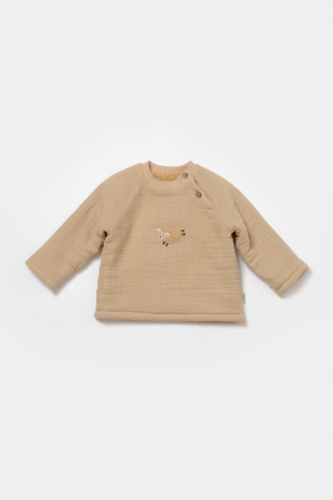 Set bluza dublata si pantaloni, Winter muselin - Apricot, BabyCosy [4]