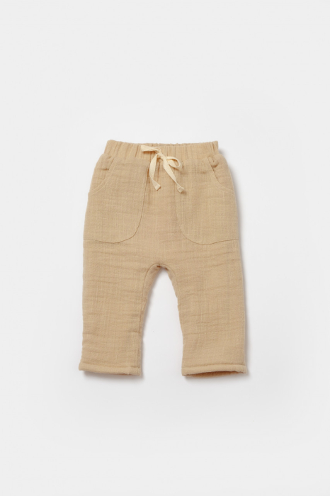Set bluza dublata si pantaloni, Winter muselin - Apricot, BabyCosy [6]