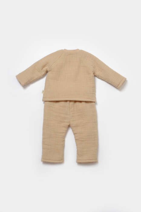 Set bluza dublata si pantaloni, Winter muselin - Apricot, BabyCosy [3]