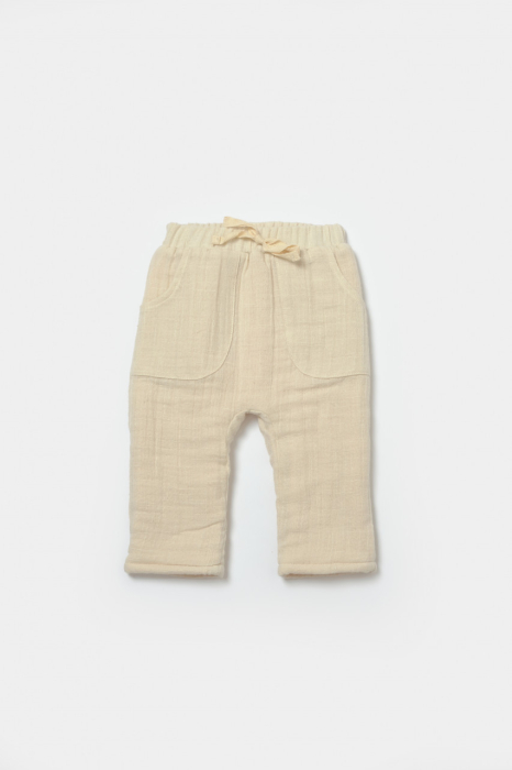 Set bluza dublata si pantaloni, Winter muselin - Stone, BabyCosy [6]