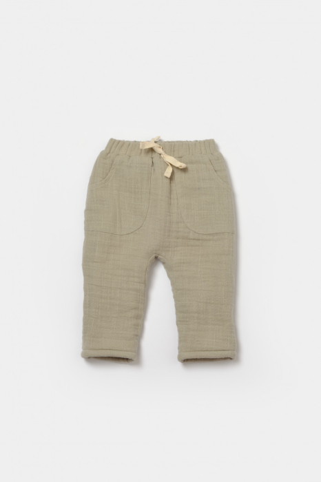 Set bluza dublata si pantaloni, Winter muselin- Verde, BabyCosy [6]