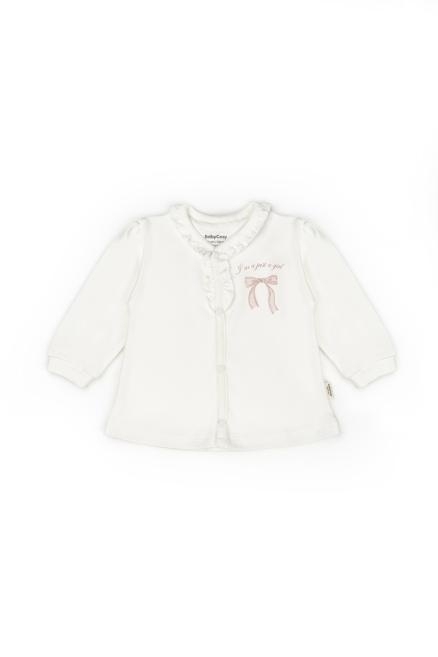 Set bluză și pantalon, Bow, BabyCosy, 100%bumbac organic, Powder [4]