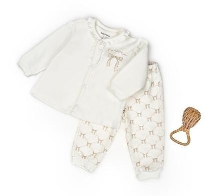 Set bluză și pantalon, Bow, BabyCosy, 100%bumbac organic, Stone [2]