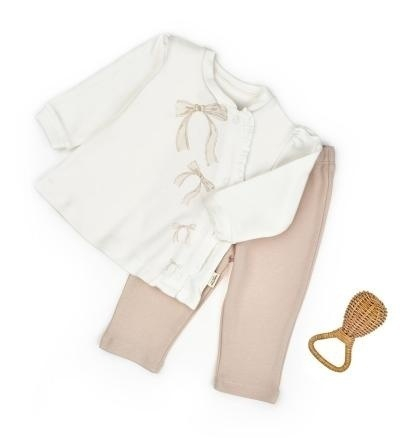 Set bluză și pantalonași, Bow, BabyCosy, 100%bumbac organic [2]