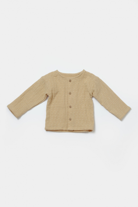Set bluza si salopeta, Winter muselin, 100% bumbac - Stone, BabyCosy [3]