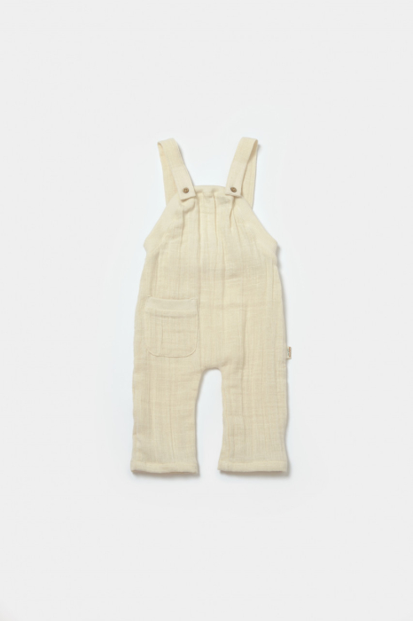 Set bluza si salopeta, Winter muselin, 100% bumbac - Stone, BabyCosy [2]