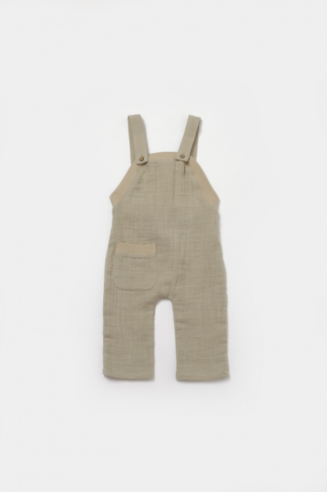 Set bluza si salopeta, Winter muselin, 100% bumbac - Verde, BabyCosy [4]