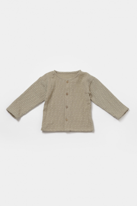 Set bluza si salopeta, Winter muselin, 100% bumbac - Verde, BabyCosy [5]