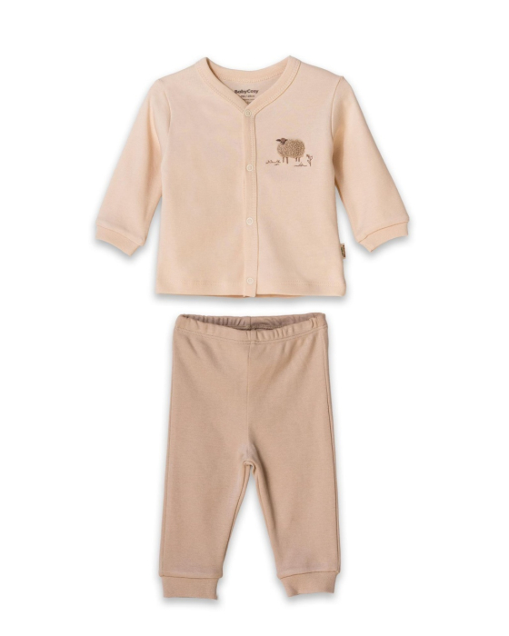 Set bluzita cu capse si pantalon, Lamb, BabyCosy, 100%bumbac organic [7]