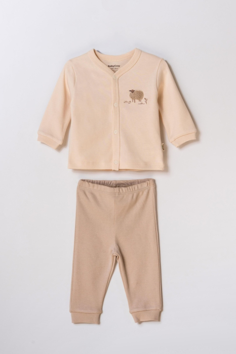 Set bluzita cu capse si pantalon, Lamb, BabyCosy, 100%bumbac organic [8]