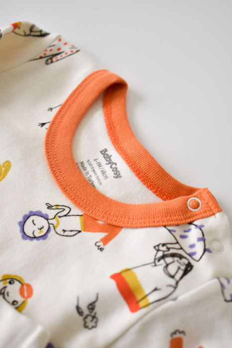 Set bluzita cu maneca lunga si pantaloni lungi, 100% bumbac organic, BabyCosy, Portocaliu [2]