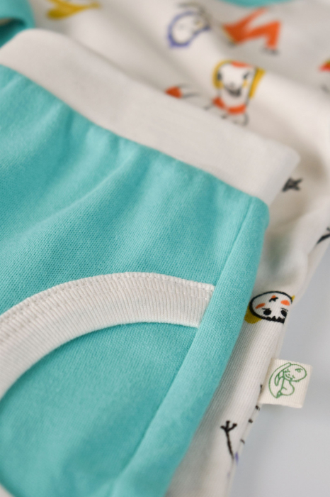 Set bluzita cu maneca lunga si pantaloni lungi, 100% bumbac organic, BabyCosy, Verde [4]