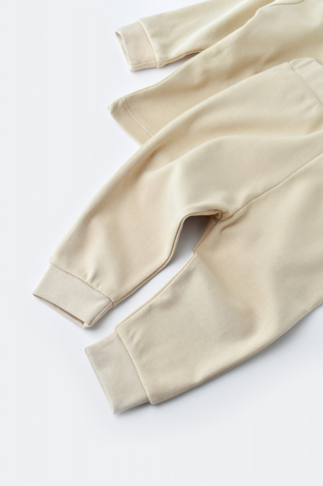 Set bluzita cu maneca lunga si pantaloni lungi - bumbac organic 100% - Crem, BabyCosy [2]