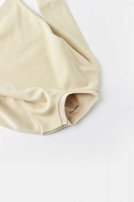 Set bluzita cu maneca lunga si pantaloni lungi - bumbac organic 100% - Crem, BabyCosy [4]