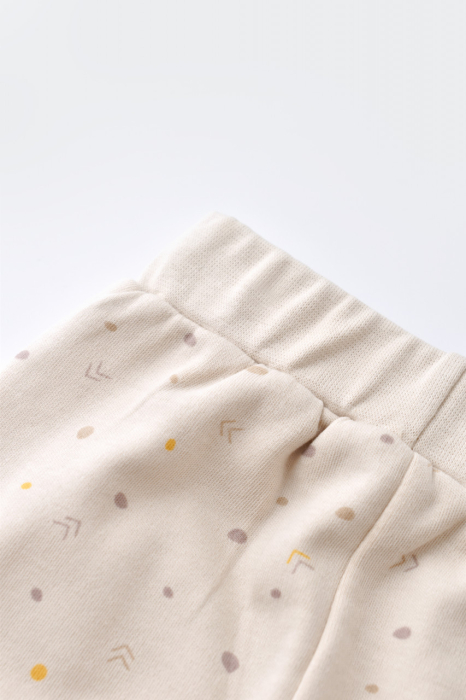Set bluzita cu maneca lunga si pantaloni lungi - bumbac organic 100% - Crem cu buline, BabyCosy [5]