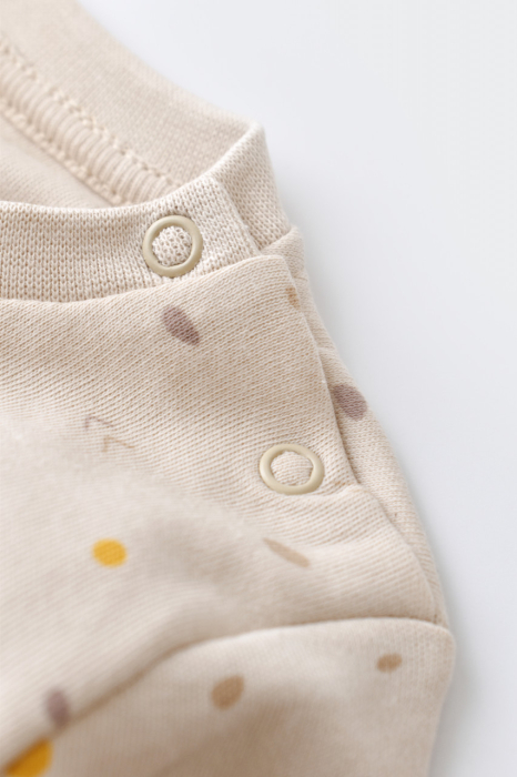Set bluzita cu maneca lunga si pantaloni lungi - bumbac organic 100% - Crem cu buline, BabyCosy [4]