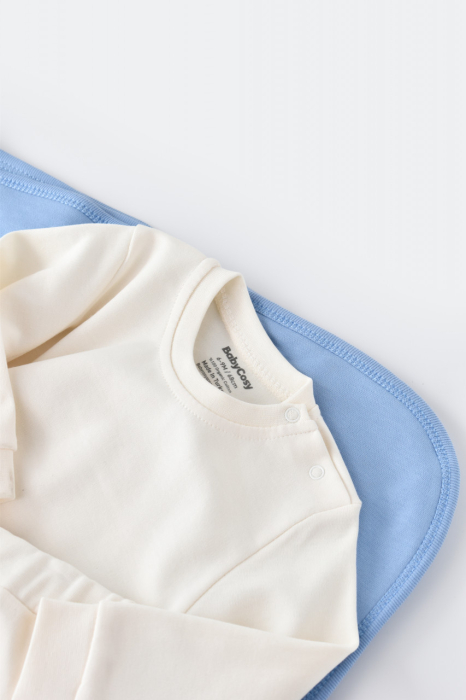 Set bluzita cu maneca lunga si pantaloni lungi - bumbac organic 100% - Ecru, BabyCosy [4]