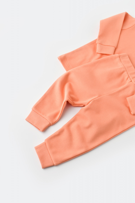 Set bluzita cu maneca lunga si pantaloni lungi - bumbac organic 100% - Roz, BabyCosy [2]