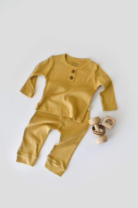 Set bluzita cu maneca lunga si pantaloni lungi din bumbac organic si modal - Sofran BabyCosy [5]
