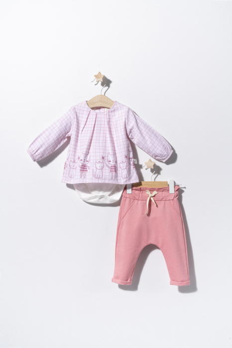Set bluzita de vara cu pantalonasi pentru bebelusi Cats, Tongs baby [3]