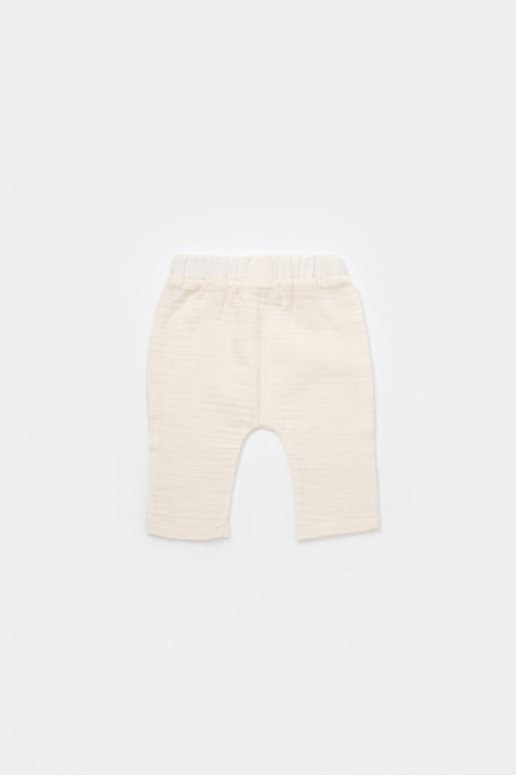 Set bluzita petrecuta si pantaloni lungi din muselina, BabyCosy, 100% bumbac organic, Ecru [6]