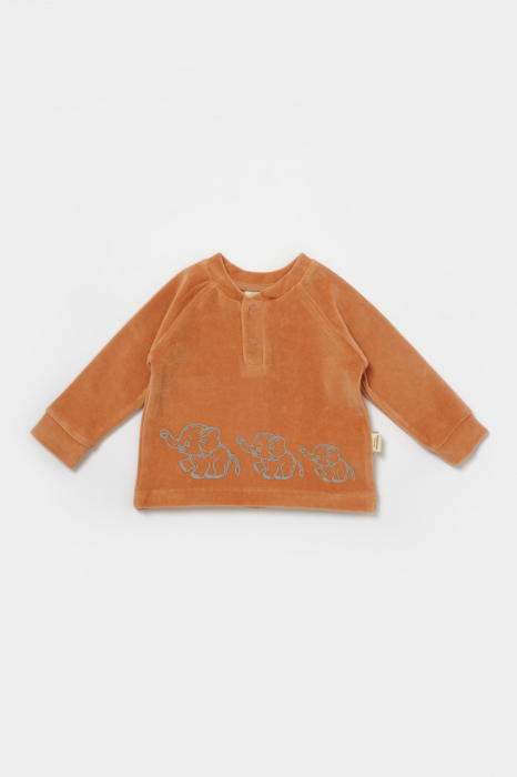 Set bluzita si pantaloni Elefant, 80%bumbac organic si 20% poliester - Caramiziu, BabyCosy [4]