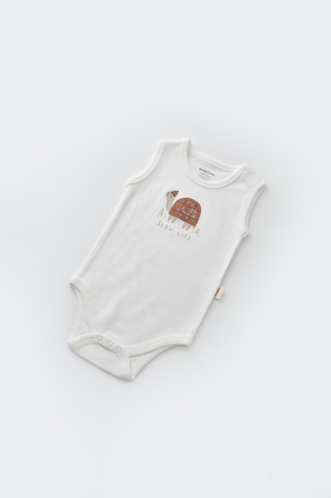 Set Broscuta cu salopeta si body din 80%bumbac organic si 20% poliester - Caramiziu, BabyCosy [5]