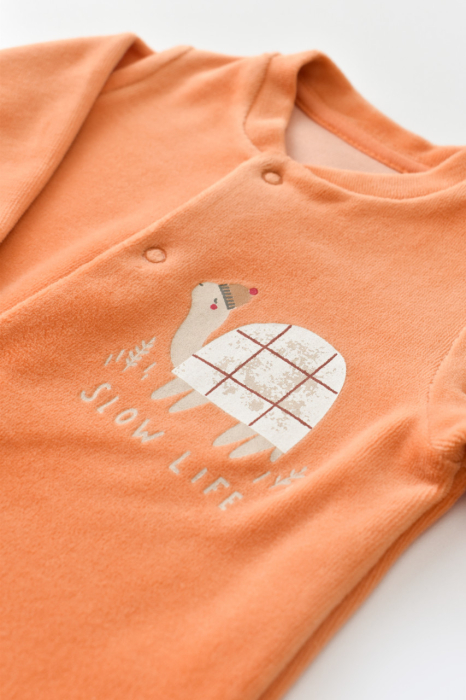 Set Broscuta cu salopeta si body din 80%bumbac organic si 20% poliester - Portocaliu, BabyCosy [4]