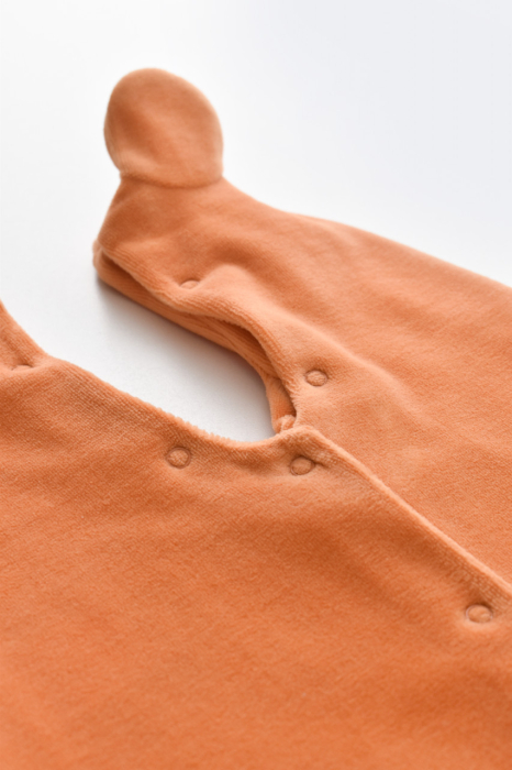 Set Broscuta cu salopeta si body din 80%bumbac organic si 20% poliester - Portocaliu, BabyCosy [6]