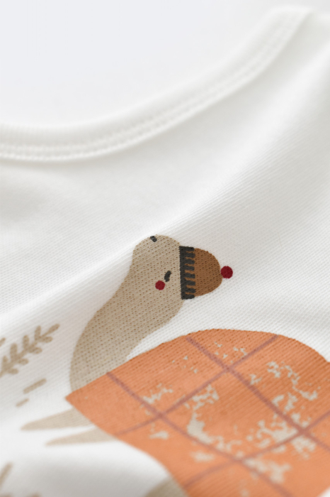 Set Broscuta cu salopeta si body din 80%bumbac organic si 20% poliester - Portocaliu, BabyCosy [7]
