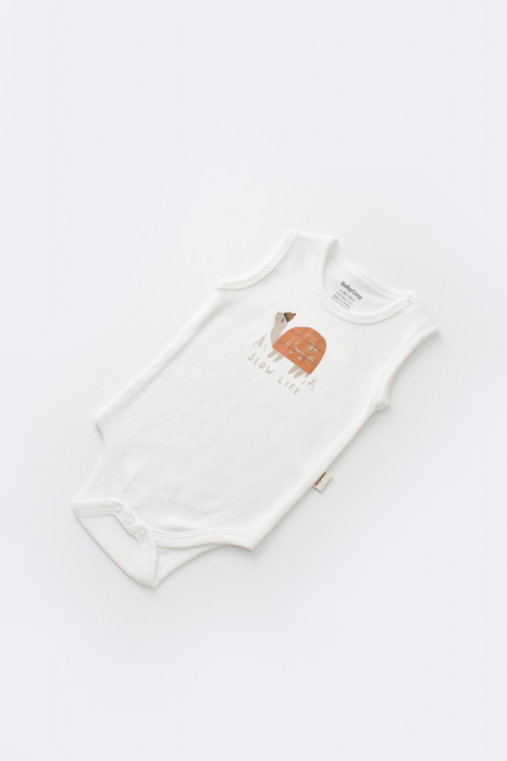 Set Broscuta cu salopeta si body din 80%bumbac organic si 20% poliester - Portocaliu, BabyCosy [5]