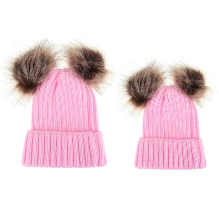 Set caciuli mama copil cu doua pampoane Drool (Culoare: Crem) [7]