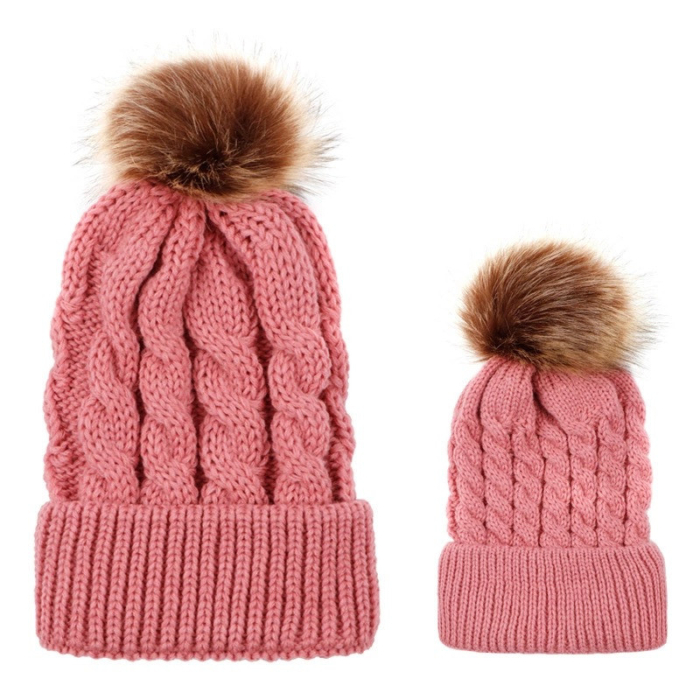 Set caciuli mama copil cu un pampon Drool (Culoare: Albastru) [12]
