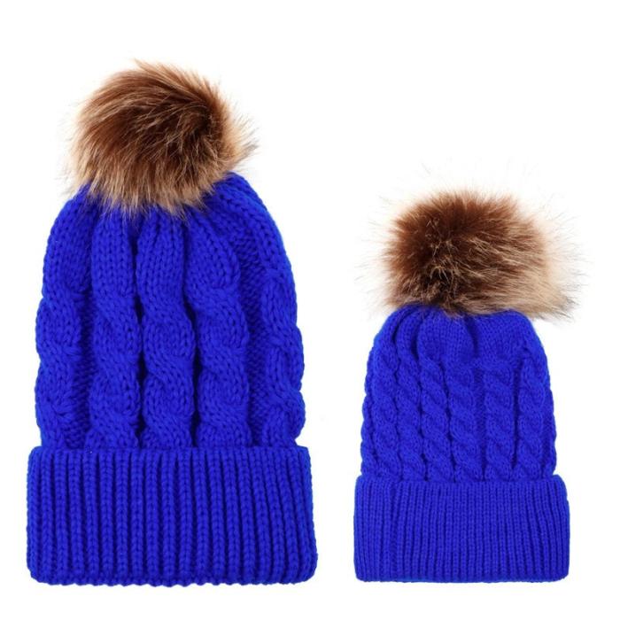 Set caciuli mama copil cu un pampon Drool (Culoare: Albastru) [11]