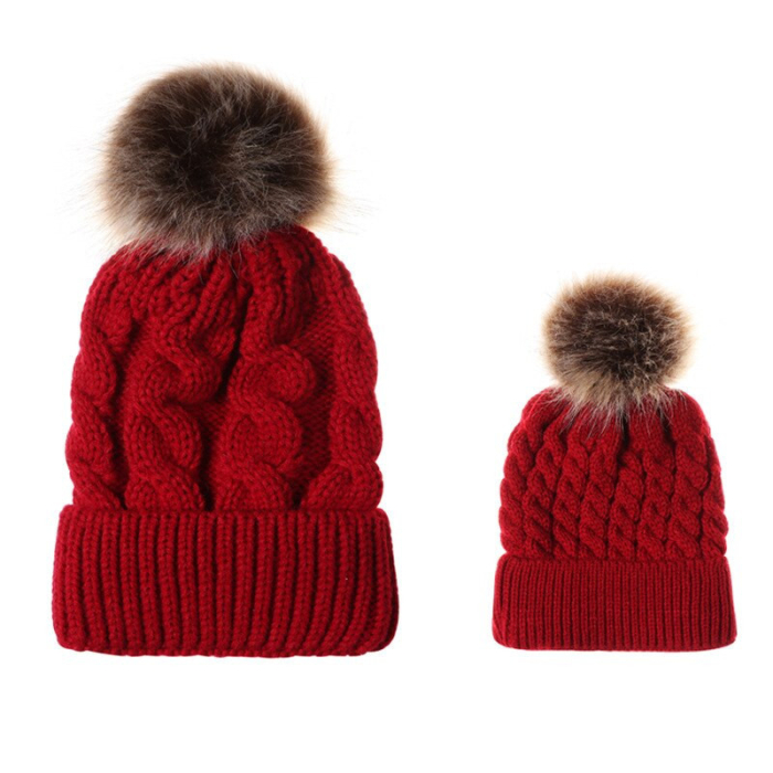 Set caciuli mama copil cu un pampon Drool (Culoare: Albastru) [4]