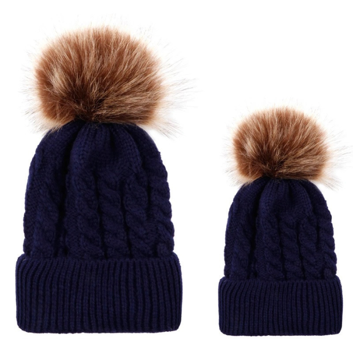 Set caciuli mama copil cu un pampon Drool (Culoare: Albastru) [10]