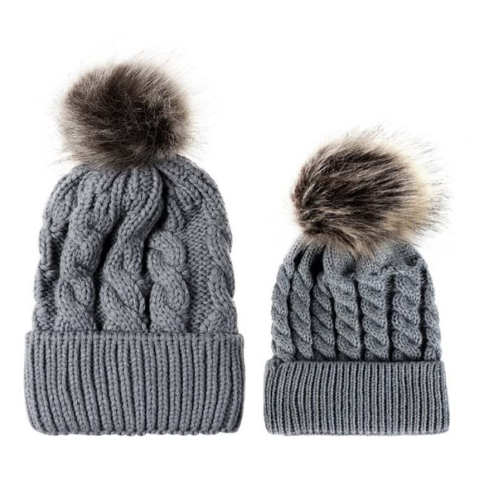 Set caciuli mama copil cu un pampon Drool (Culoare: Albastru) [6]