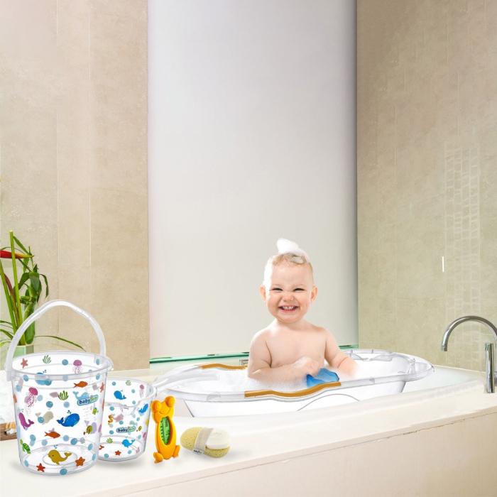 Set cadita de baie cu 6 piese BabyJem (Culoare: Roz) [9]