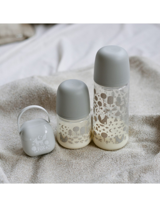 Set Cadou biberon 150 ml + biberon 270 ml + suzetă + lănțișor suzetă Fox, Suavinex [6]