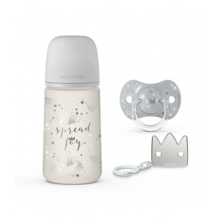 Set Cadou Biberon 270ml + Suzetă 0-6m + Clema Silver Premium, Spread Joy, Suavinex [6]